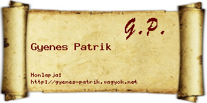 Gyenes Patrik névjegykártya